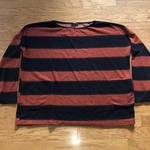 TCEC Striped sweater with pockets black rust small